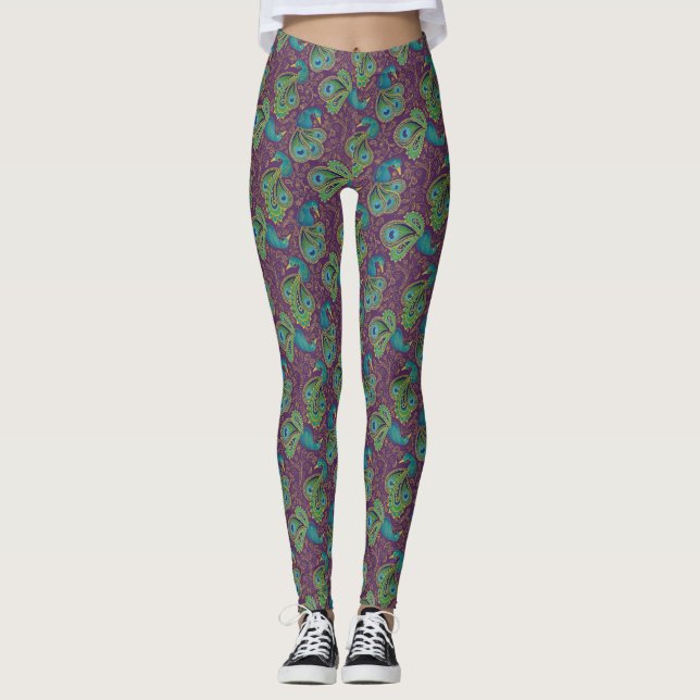 Legging Peacock Paisley Pattern Purple (Frente)
