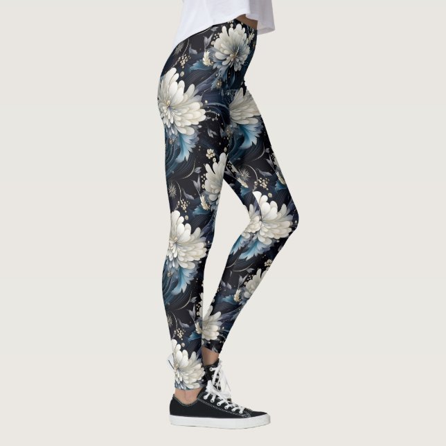 Legging Pearl Galaxy Floral Marinho Padrão Azul (Direita)