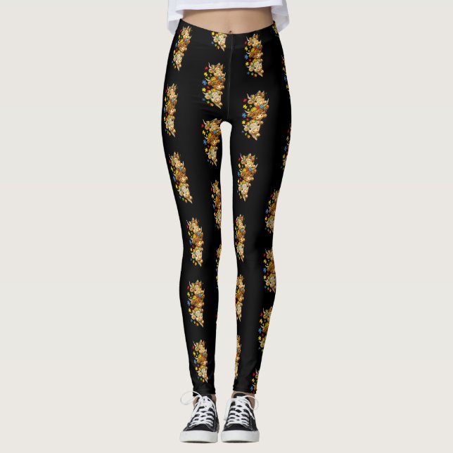 Legging Peça de Quebra-Cabeça de Conscientização sobre Aut (Frente)