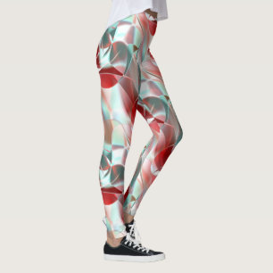 Legging Peças circulares torcidas em vermelho piscado até