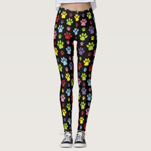 Legging Peças Coloridas, Padrão De Pata, Impressoras De