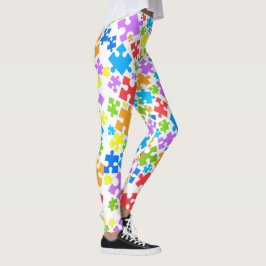Legging Peças Quebra-cabeça de Autismo de Cor de Pastel Gr