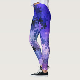 Legging Peças Quebra-cabeça de gradiente roxo