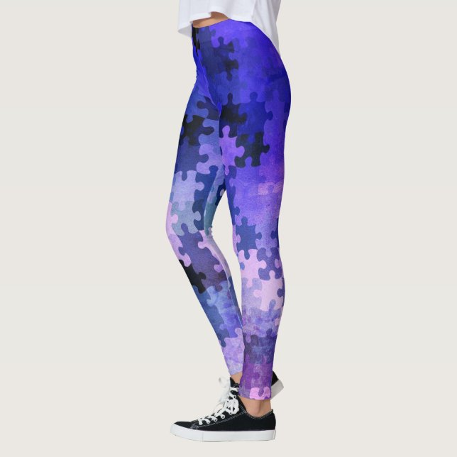 Legging Peças Quebra-cabeça de gradiente roxo (Esquerda)