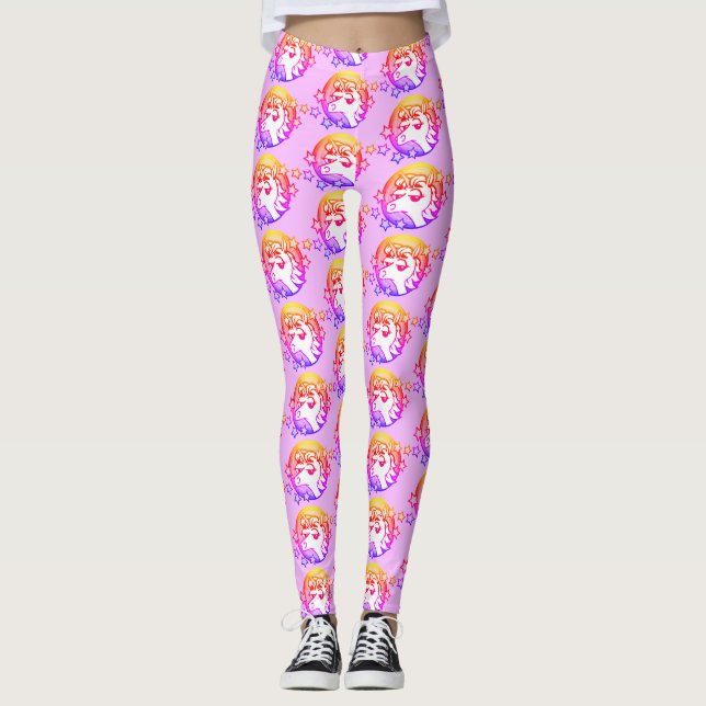 LEGGING PEDAÇOS DE PADRÃO UNICORN COLORIDOS (Frente)