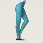 Legging Pedra Metálica Dourada de Mármore Azul Turquesa<br><div class="desc">Este design foi criado através da arte digital. Pode ser personalizado clicando no botão personalizar e alterando a cor, adicionando um nome, iniciais ou as suas palavras favoritas. Entre em contato comigo em colorflowcreations@gmail.com se você quiser usar este design em outro produto. Compre minha pintura de acrílico abstrato original para...</div>