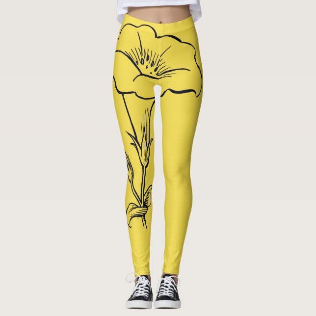 LEGGING PEDRAS AMARELAS COM FLORES (Frente)