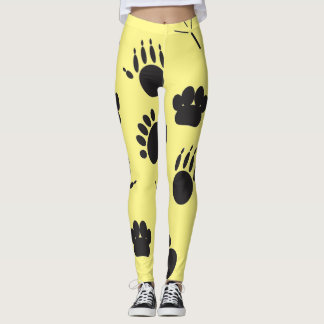 Legging Pegada dos animais e aves, fundo amarelo