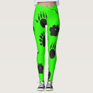 Legging Pegada dos animais e aves, fundo verde