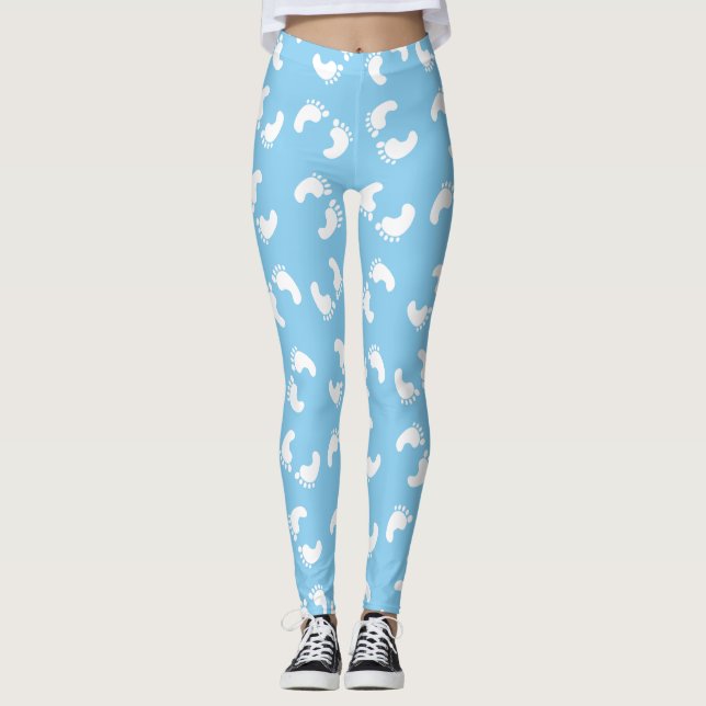 Legging Pegadas de Bebê, Pé de Bebês, Passos, Azul, Menino (Frente)
