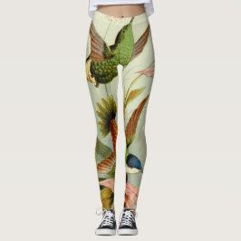 LEGGING PEGADAS IMPRESSAS ARTE DE VINTAGEM DE AVES FELIZES