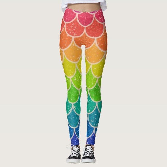 Legging Peixe Arco-Íris / Dragão / Orgulho de Pernas de Es (Frente)