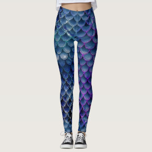 Legging Peixe azul-quico com brilho legal como a sereia