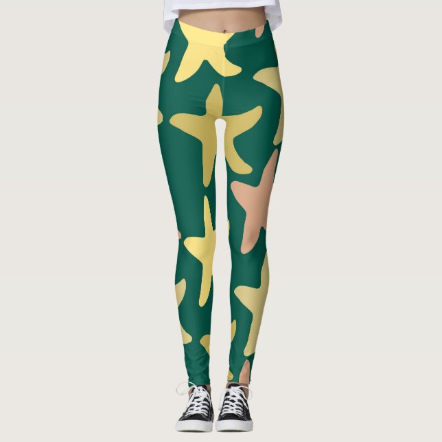 Legging Peixe-estrela giro moderno Exercício náutico Verde (Frente)