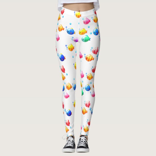 Legging Peixe feliz colorido com bolhas (Frente)