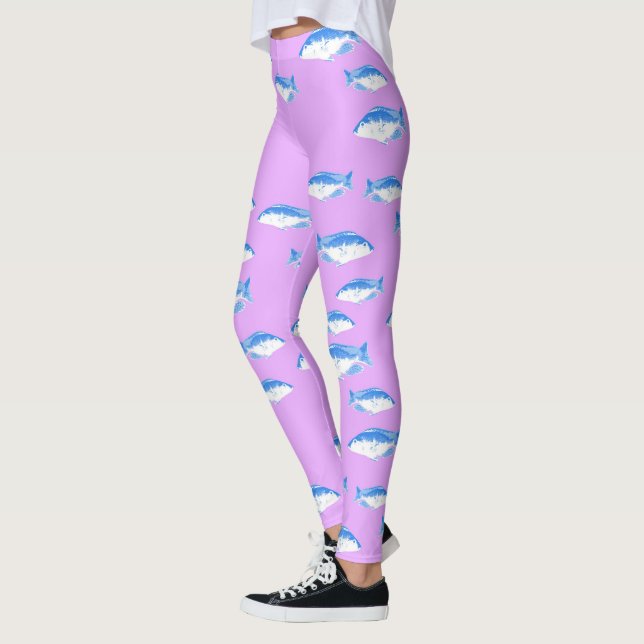 Legging Peixes azuis em lilás (Esquerda)