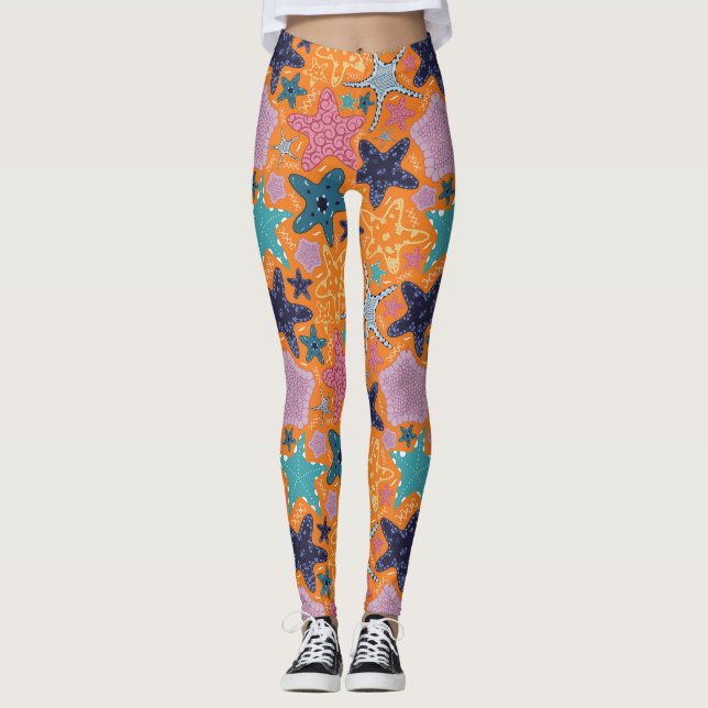 Legging Peixes-estrela coloridos (Frente)