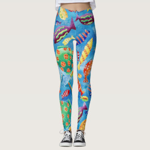 Legging Peixes Tropicais Elegantes Padrão Divertido
