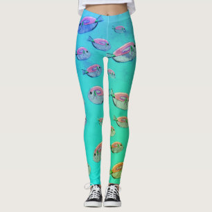 Legging Peixes Tropicais em Pernas de Verão