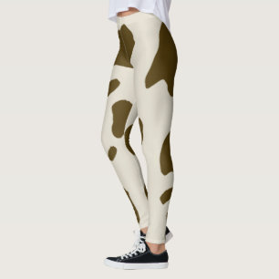 Legging Pele animal da vaca de Brown do falso