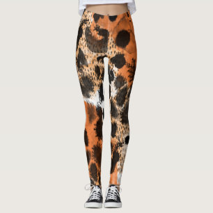 Legging Pele animal: padrão leopardo criativo.