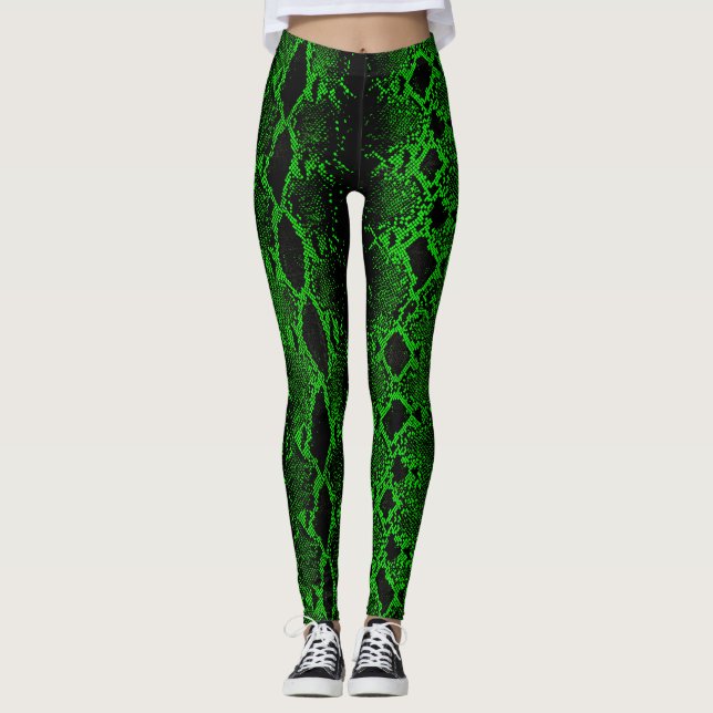 Legging Pele Cobra verde preta (Frente)