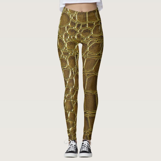 Legging Pele Crocodilo: Detalhe da Textura de Fechamento (Frente)