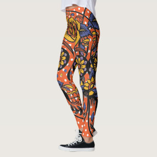 Legging Pele de Açúcar Laranja Bolinhas Roxo
