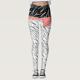 Legging Pele de zebra estrias de couro branco preto, de ti
