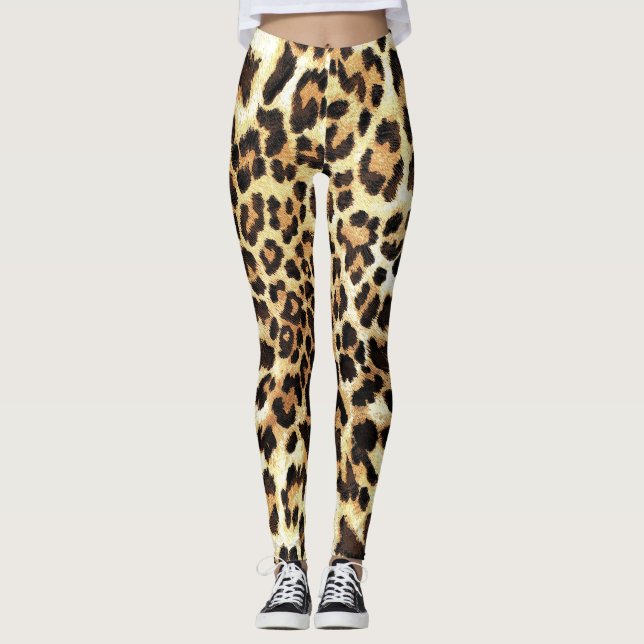 Legging Pele-leopardo, design de padrão uniforme. (Frente)