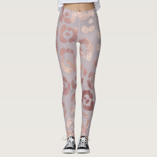 Legging Pele-leopardo: elegância rosa de ouro.