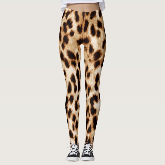 Legging Pele Leopardo, Padrão Autêntico De Vida Selvagem. (Frente)