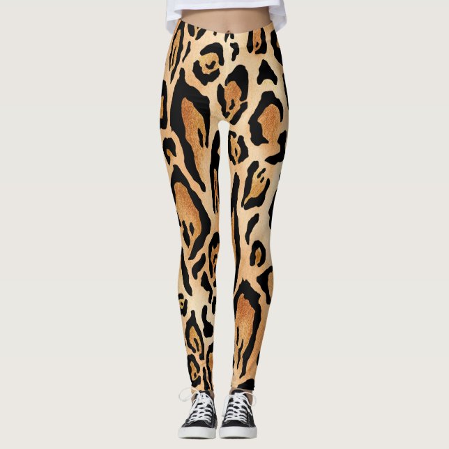Legging Pele-Leopardo: Padrão Sem-Olho Eterno (Frente)
