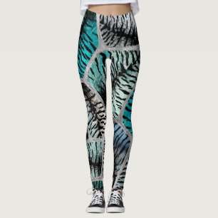 Legging Peles com pelo de esguicho azul-prateado
