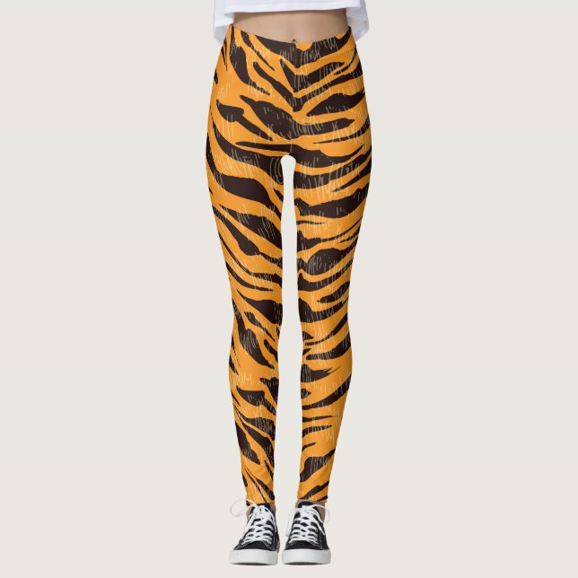 Legging Peles com pelo, pele de tigre, padrão de pele anim (Frente)