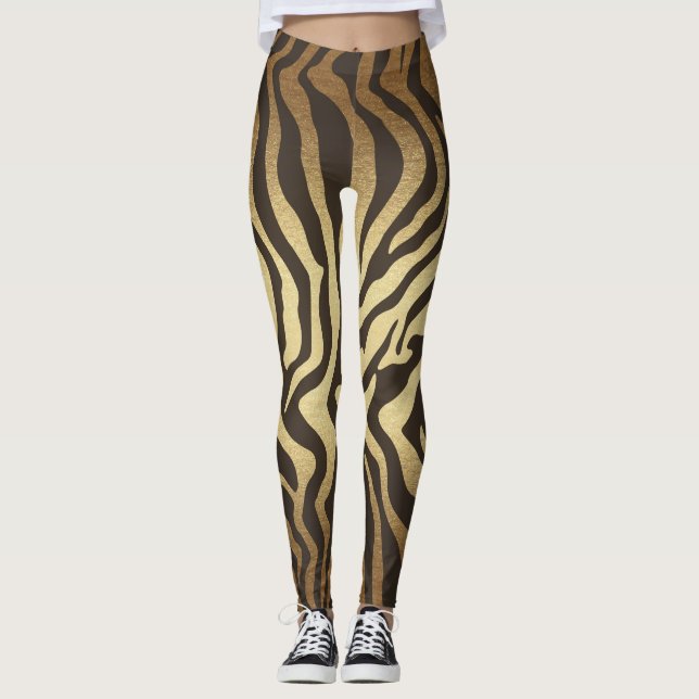 Legging Peles de Animais com Estampa de Zebra Gradiente Do (Frente)