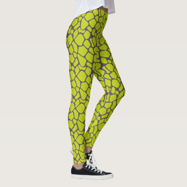 Legging Peles de animais com na moda Neon Purple Leopard (Direita)