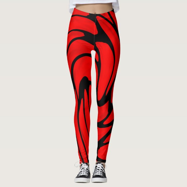 Legging Peles de pele vermelha e preta (Frente)
