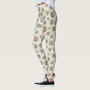 Legging Peles e Pumpkins Padrão de Halloween