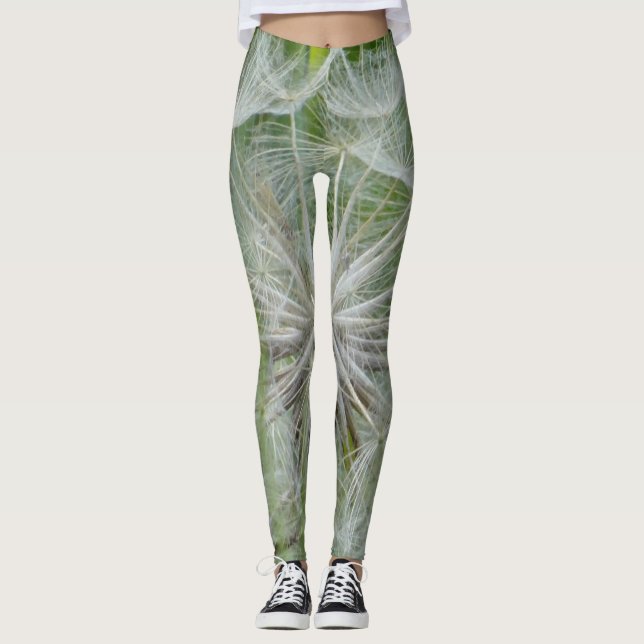 Legging Peles florais brancas e verdes (Frente)