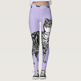 Legging Peles Pretas e Púrpura de Gato Legal