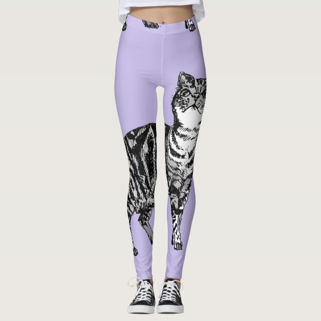 Legging Peles Pretas e Púrpura de Gato Legal (Frente)