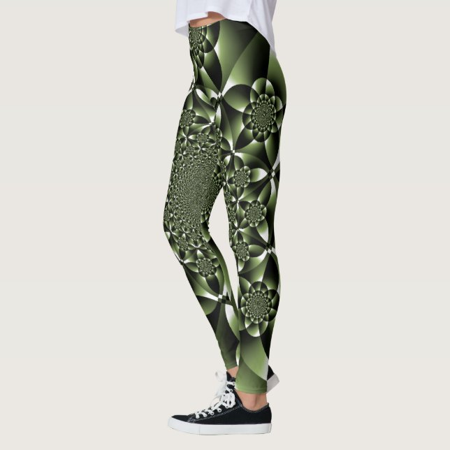 Legging Películas de Folha Verde Branco (Esquerda)