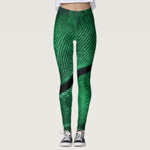 Legging Pena Verde, Linda Textura Padrão.