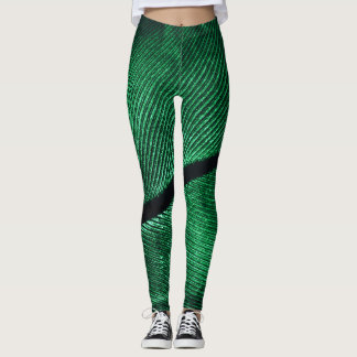 Legging Pena Verde, Linda Textura Padrão.