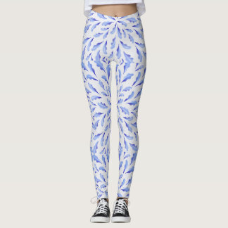 Legging Penas de aves de cor azul