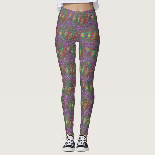 Legging Penas de Natal Tinsel Peacock (Frente)