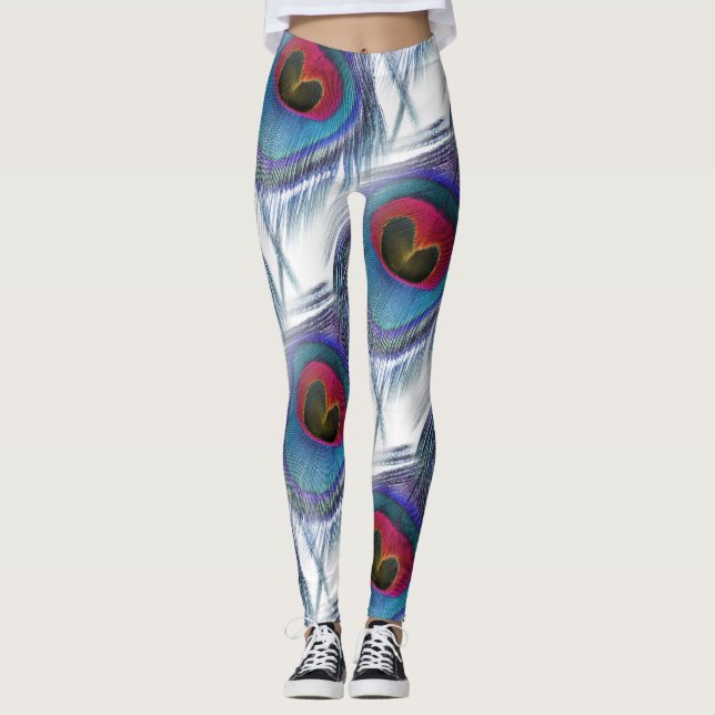 Legging Penas de Pavimentos Vermelhos Azuis (Frente)