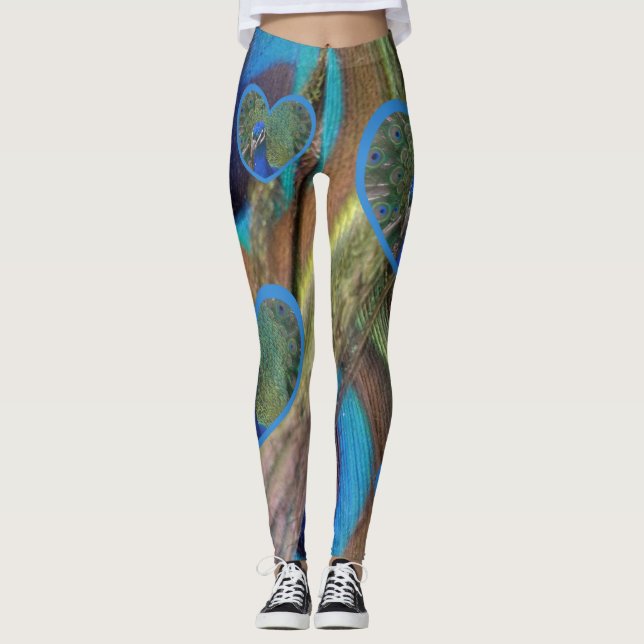 Legging Penas de Peacock Brilhantes (Frente)
