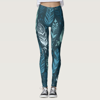 Legging Penas Étnicas: Padrão Colorido Sem Costura.